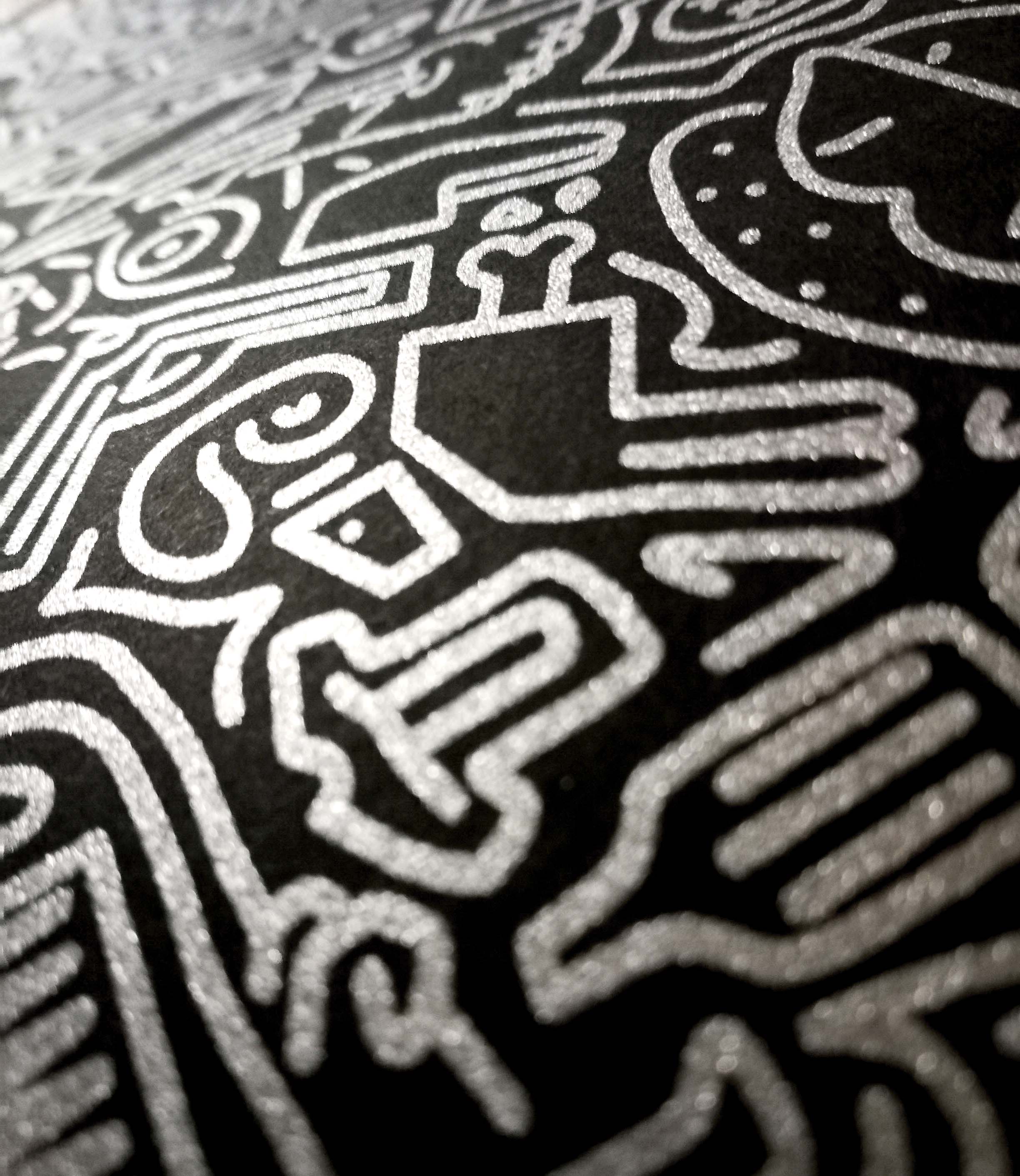 Encre argentée sérigraphiée